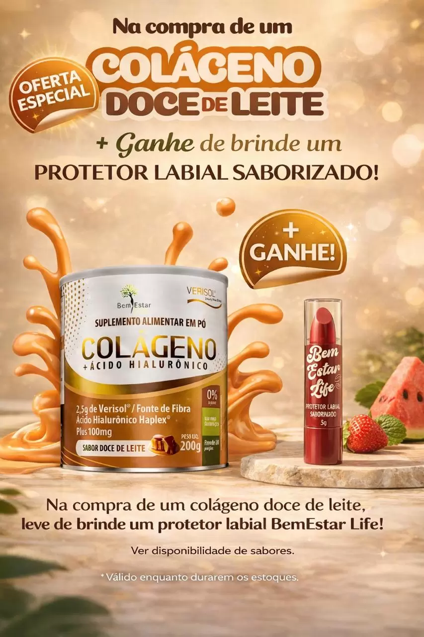 OFERTA - COLAGENO VERISOL EM PO COM ACIDO HIALURONICO, SABOR DOCE DE LEITE 
